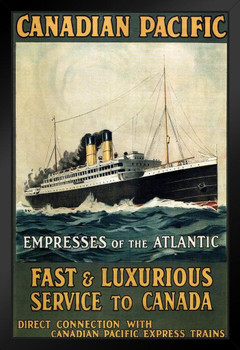 Canadian Pacific Empresses of Atlantic Fast Luxurious Service Cruise Ship Vintage Travel Art Print Stand or Hang Wood Frame Display Poster Print 9x13