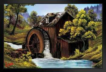 Bob Ross The Old Mill Art Print Painting Bob Ross Poster Bob Ross Collection Bob Art Paintings Happy Accidents Bob Ross Print Decor Mountains Painting Wall Art Stand or Hang Wood Frame Display 9x13