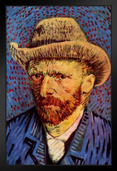 Vincent Van Gogh Self Portrait with Tan Hat Van Gogh Wall Art Impressionist Portrait Painting Style Fine Art Home Decor Realism Decorative Wall Decor Stand or Hang Wood Frame Display 9x13