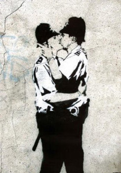 Banksy Kissing Policemen Graffiti Art Cool Wall Decor Art Print Poster 16.5x23.5