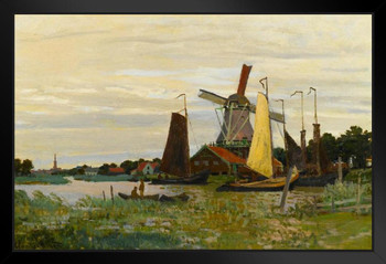 Claude Monet A Windmill Near Zaandam 1871 Oil On Canvas French Impressionist Artist Art Print Stand or Hang Wood Frame Display Poster Print 9x13