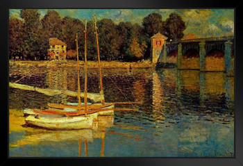Claude Monet Bridge at Argenteuil Impressionist Art Posters Claude Monet Prints Nature Landscape Painting Claude Monet Canvas Wall Art French Monet Art Stand or Hang Wood Frame Display 9x13