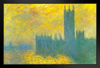 Claude Monet Houses Of Parliament At Sunset 1903 French Impressionist Painter Artist Art Print Stand or Hang Wood Frame Display Poster Print 9x13