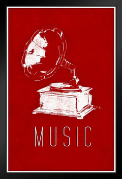 Music Victrola Record Player Red Art Print Stand or Hang Wood Frame Display Poster Print 9x13