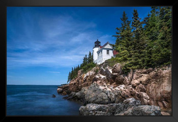 Living on the Edge Lighthouse on Coast of Maine Photo Photograph Art Print Stand or Hang Wood Frame Display Poster Print 13x9