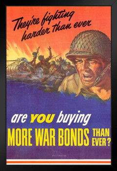 WPA War Propaganda Theyre Fighting Harder Than Ever Are You Buying More War Bonds Art Print Stand or Hang Wood Frame Display Poster Print 9x13