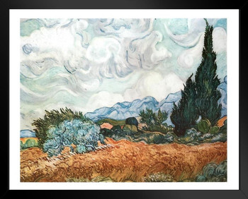 Vincent Van Gogh Wheat Field With Cypresses September 1889 Post Impressionist Painter Art Print Stand or Hang Wood Frame Display Poster Print 9x13