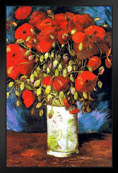 Vincent Van Gogh Poppies Van Gogh Wall Art Impressionist Painting Style Nature Spring Flower Wall Decor Landscape Vase Bouquet Poster Romantic Artwork Stand or Hang Wood Frame Display 9x13