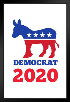 Vote Democrat 2020 Presidential Election Beat Trump Donkey Logo White Art Print Stand or Hang Wood Frame Display 9x13