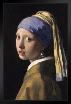 Johannes Vermeer Girl with a Pearl Earring Girl Oil Painting Vermeer Pearl Art Print Fine Art Wall Decor Woman Portrait Pearl Earring Scarf Painting Stand or Hang Wood Frame Display 9x13
