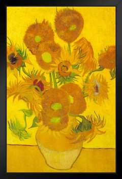 Vincent Van Gogh Vase with Fifteen Sunflowers Van Gogh Wall Art Impressionist Painting Style Nature Spring Flower Wall Decor Landscape Vase Bouquet Romantic Art Stand or Hang Wood Frame Display 9x13