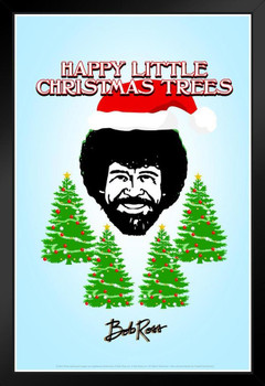 Bob Ross Happy Little Christmas Trees Bob Ross Poster Bob Ross Collection Bob Art Painting Happy Accidents Motivational Poster Funny Bob Ross Afro and Beard Stand or Hang Wood Frame Display 9x13