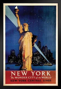 New York The Wonder City Vintage Travel Art Print Stand or Hang Wood Frame Display Poster Print 9x13
