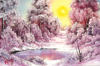 Bob Ross Winter Sun Art Print Painting Bob Ross Poster Bob Ross Collection Bob Art Paintings Happy Accidents Bob Ross Print Decor Mountains Painting Wall Art Thick Paper Sign Print Picture 8x12