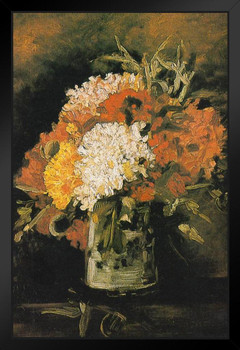 Vincent van Gogh Carnations In Vase Poster 1886 Flowers Still Life Impressionist Nature Painting Stand or Hang Wood Frame Display 9x13