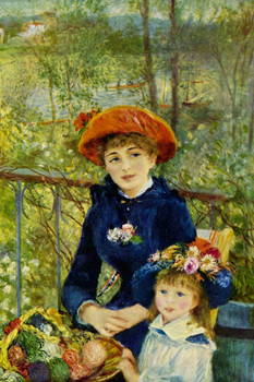 Pierre Auguste Renoir Two Sisters On the Terrace Fine Art Realism Romantic Artwork Renoir Wall Art French Impressionist Art Posters Portrait Wall Decor Cool Wall Art Print Poster 12x18