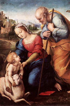 Raphael The Holy Family With A Lamb Fine Art Angel Realism Romantic Artwork Raffaello Prints Biblical Drawings Portrait Painting Wall Art Renaissance Posters Art Cool Wall Art Print Poster 12x18