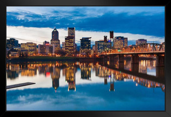 Willamette River Reflections Portland Oregon Photo Photograph Stand or Hang Wood Frame Display 9x13