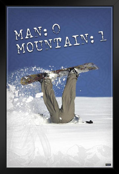 Man 0 Mountain 1 Snowboarding Humor Art Print Stand or Hang Wood Frame Display Poster Print 9x13