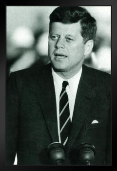 John Fitzgerald Kennedy JFK Speech Black & White Photograph Art Print Stand or Hang Wood Frame Display Poster Print 9x13