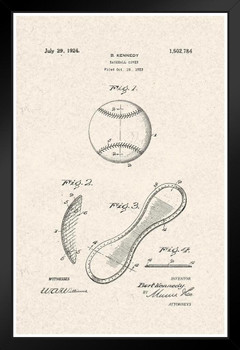 Baseball Cover 1924 Official Patent Diagram Art Print Stand or Hang Wood Frame Display Poster Print 9x13