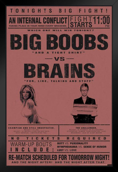 Big Boobs vs. Brains College Humor Art Print Stand or Hang Wood Frame Display Poster Print 9x13