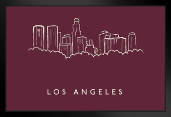 Los Angeles City Skyline Pencil Sketch Art Print Stand or Hang Wood Frame Display Poster Print 13x9