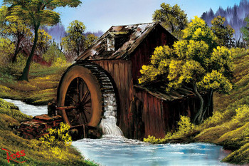 Bob Ross The Old Mill Art Print Painting Bob Ross Poster Bob Ross Collection Bob Art Paintings Happy Accidents Bob Ross Print Decor Mountains Painting Wall Art Thick Paper Sign Print Picture 8x12