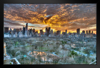 Sunset Over Central Park Manhattan New York City Photo Photograph Art Print Stand or Hang Wood Frame Display Poster Print 13x9