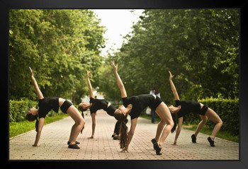 Four Young Ballet Dancers Exercising in Park Photo Photograph Art Print Stand or Hang Wood Frame Display Poster Print 13x9