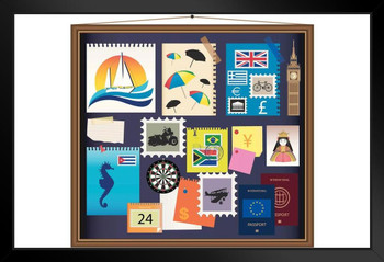 International Travel Bulletin Board London Big Ben Art Print Stand or Hang Wood Frame Display Poster Print 13x9