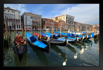 Gondolas on the Grand Canal Venice Italy Photo Photograph Art Print Stand or Hang Wood Frame Display Poster Print 13x9