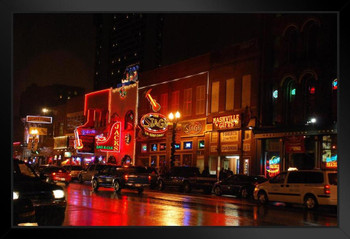 Neon Light of Lower Broadway Nashville Tennessee Photo Photograph Art Print Stand or Hang Wood Frame Display Poster Print 13x9