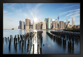 Lower Manhattan from Brooklyn Piers New York City Photo Photograph Art Print Stand or Hang Wood Frame Display Poster Print 13x9