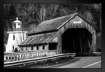 Irish River Covered Bridge New Brunswick B&W Photo Photograph Art Print Stand or Hang Wood Frame Display Poster Print 13x9