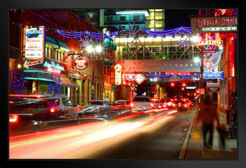 Greektown Lights Detroit Michigan at Night Photo Photograph Art Print Stand or Hang Wood Frame Display Poster Print 13x9