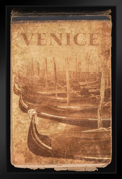 Gondolas of Venice Italy Vintage Sepia Toned Travel Art Print Stand or Hang Wood Frame Display Poster Print 9x13