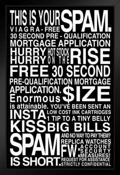 Spamifesto Demotivational Black Funny Art Print Stand or Hang Wood Frame Display Poster Print 9x13