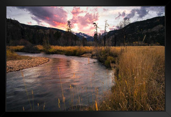 Sunset Over Big Thompson River Rocky Mountains Photo Photograph Art Print Stand or Hang Wood Frame Display Poster Print 13x9
