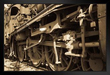 Old Locomotive Wheels Close Up Vintage Photo Photograph Art Print Stand or Hang Wood Frame Display Poster Print 13x9