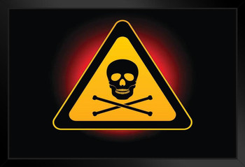 Danger Sign with Skull and Crossbones Warning Sign Art Print Stand or Hang Wood Frame Display Poster Print 13x9