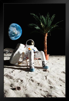 Astronaut on the Moon Relaxing in a Beach Chair Photo Photograph Art Print Stand or Hang Wood Frame Display Poster Print 9x13