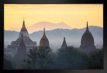 Mystic Sunrise Shwedagon Pagoda Yangon Myanmar Photo Photograph Art Print Stand or Hang Wood Frame Display Poster Print 13x9