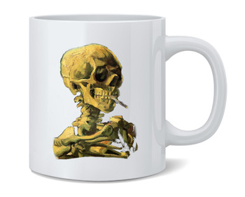 Skeleton Smoking Cigarette Vincent Van Gogh Art Ceramic Coffee Mug Tea Cup Fun Novelty Gift 12 oz