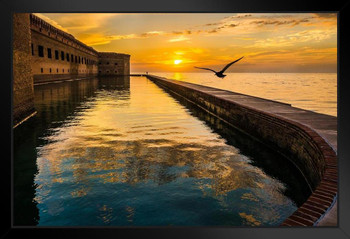 Fort Jefferson Moat Dry Tortugas National Park Photo Photograph Art Print Stand or Hang Wood Frame Display Poster Print 13x9