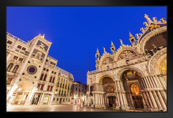 St Marks Clock Tower and Basilica in Venice Italy Photo Photograph Art Print Stand or Hang Wood Frame Display Poster Print 13x9