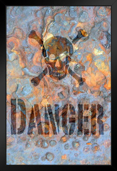 Danger Skull and Crossbones Warning Sign Art Print Stand or Hang Wood Frame Display Poster Print 9x13
