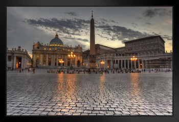 Sunset in St Peters Square Vatican City Rome Photo Photograph Art Print Stand or Hang Wood Frame Display Poster Print 9x13