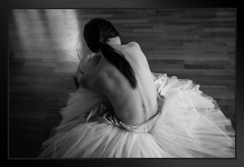 Tired Ballet Dancer Sitting on the Dance Floor Photo Photograph Art Print Stand or Hang Wood Frame Display Poster Print 13x9