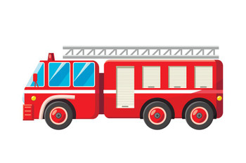 Red Fire Truck Rescue Ladder Fireman Emergency Services Vehicle Artistic Drawing Illustration Decoration Thick Paper Sign Print Picture 8x12